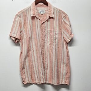 American Eagle Button Up Short Sleeve Shirt Mens Large Cotton Casual Stripe